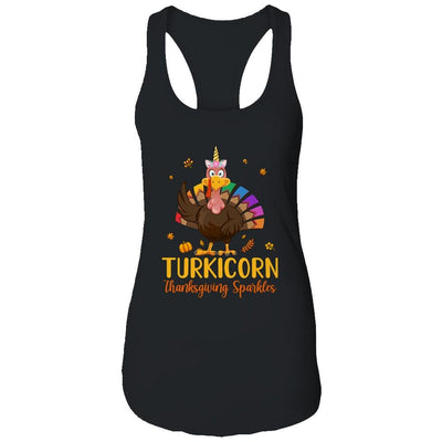 Unicorn Turkey Funny Thanksgiving Girls Gift-T-Shirt & Tank Top-Women's Ideal Racerback Tank-Black