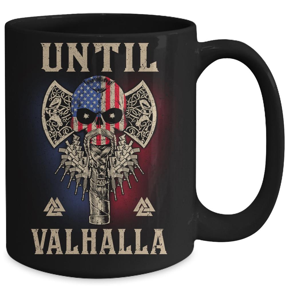 Until Valhalla Viking US Flag Skull Vintage Mug-Coffee Mug-