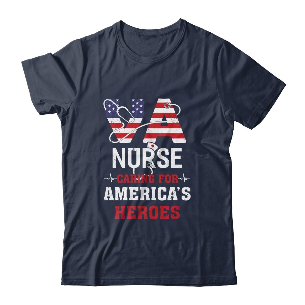 VA Nurse Caring For Americas Heroes-T-Shirt & Hoodie-Classic T-Shirt-Navy