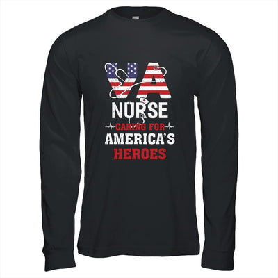 VA Nurse Caring For Americas Heroes-T-Shirt & Hoodie-Long Sleeve T-Shirt-Black