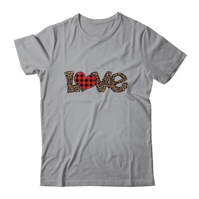 Valentine's Day Love Heart Graphic Buffalo Leopard Printed-T-Shirt & Tank Top-Classic T-Shirt-Sport Grey