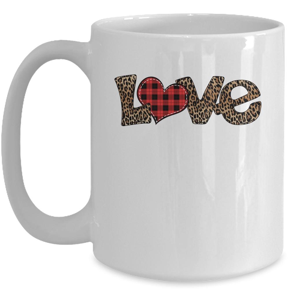 Valentine's Day Love Heart Graphic Buffalo Leopard Printed Mug-Coffee Mug-Mug-White