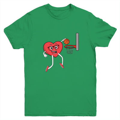 Valentines Day Heart Dunking Basketball Boys Girls Kids Gift Youth-Youth Shirt-Youth T-Shirt-Irish Green