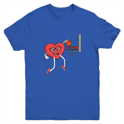 Valentines Day Heart Dunking Basketball Boys Girls Kids Gift Youth-Youth Shirt-Youth T-Shirt-Royal
