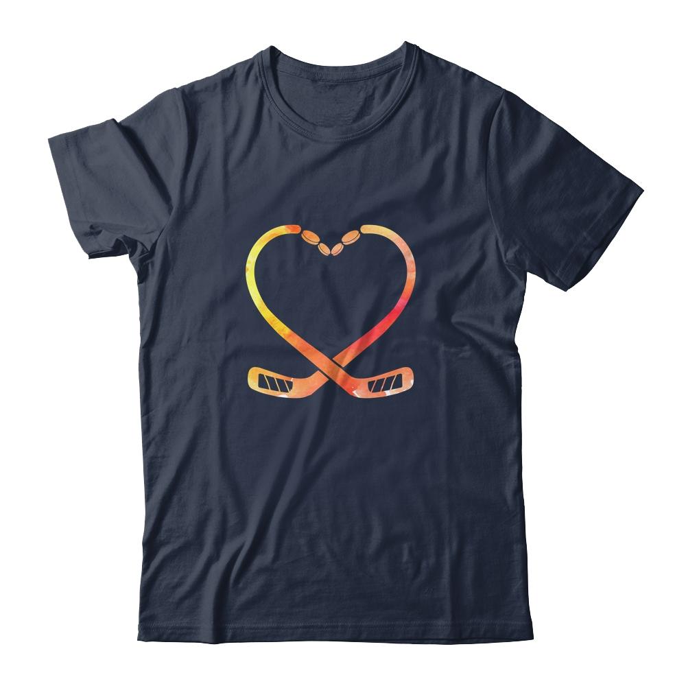 Valentines Day Heart Hockey Stick Gift-T-Shirt & Hoodie-Classic T-Shirt-Navy