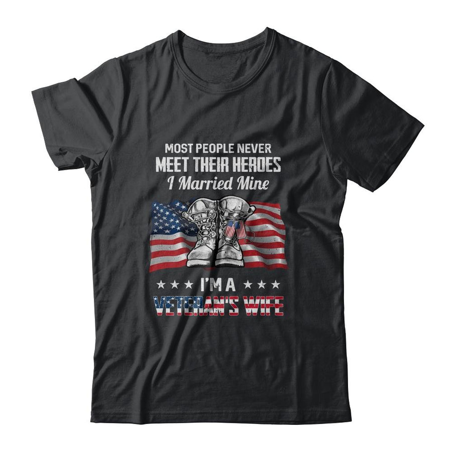 Veteran's Wife Hero Married Mine-T-Shirt & Hoodie-Classic T-Shirt-Black