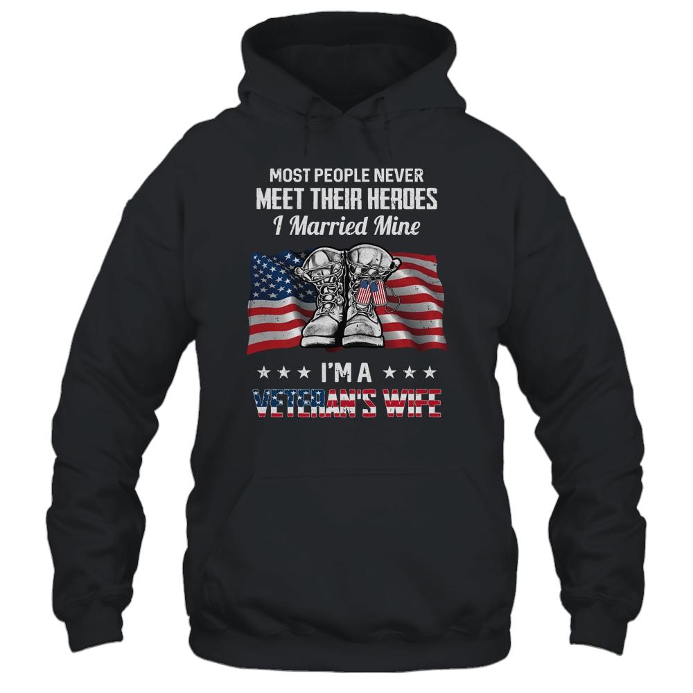 Veteran's Wife Hero Married Mine-T-Shirt & Hoodie-Pullover Hoodie-Black