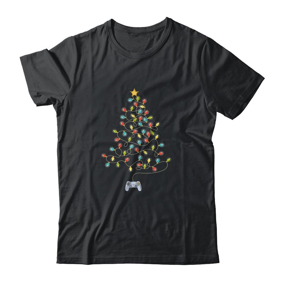 Video Game Christmas Tree Lights Xmas Gaming-T-Shirt & Sweatshirt-Classic T-Shirt-Black
