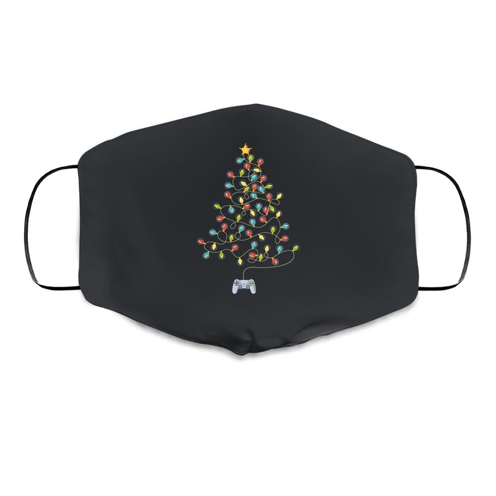 Video Game Christmas Tree Lights Xmas Gaming Cloth Face Mask