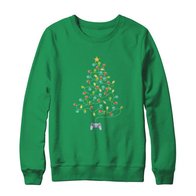 Video Game Christmas Tree Lights Xmas Gaming-T-Shirt & Sweatshirt-Crewneck Sweatshirt-Irish Green