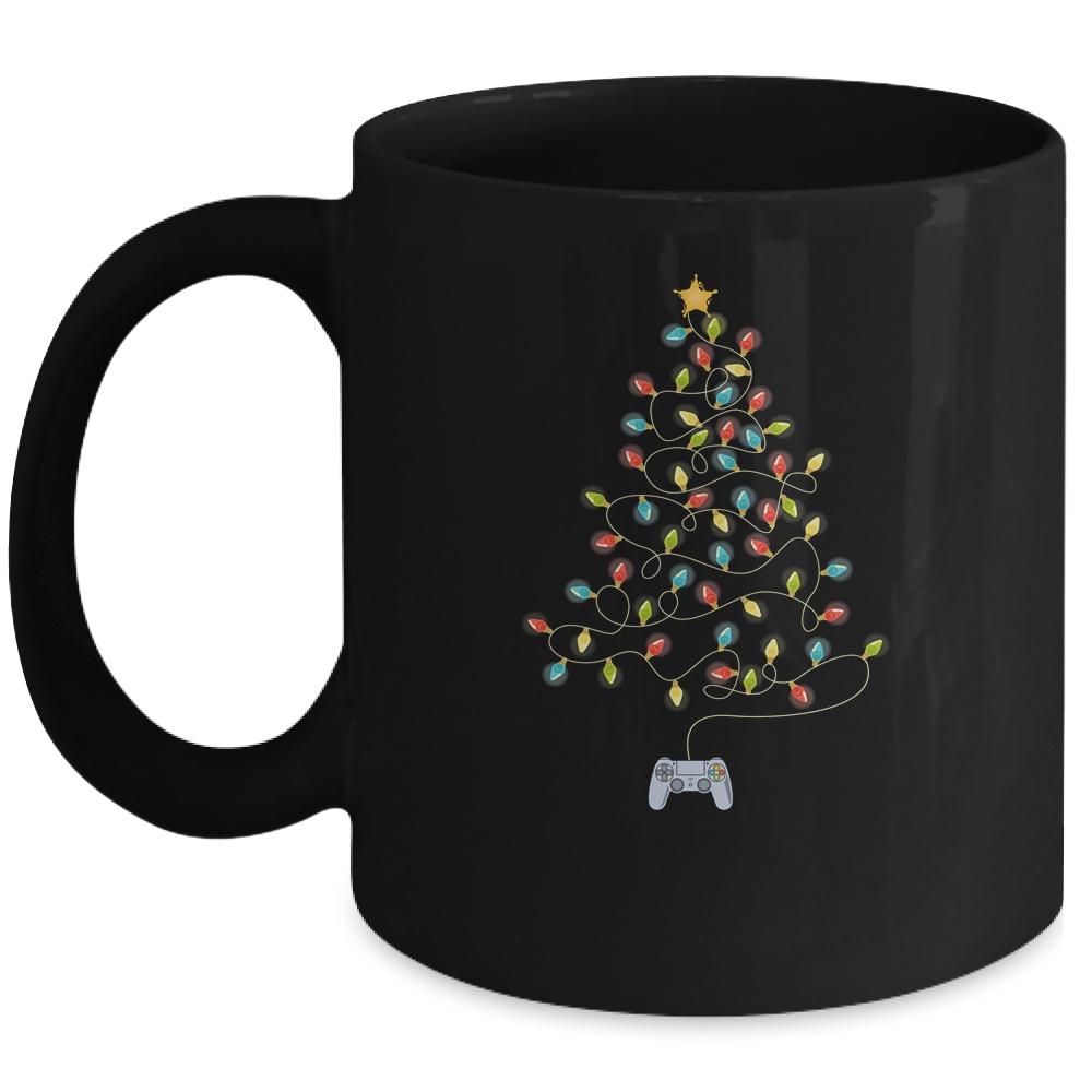 Video Game Christmas Tree Lights Xmas Gaming Mug-Coffee Mug-Mug-Black