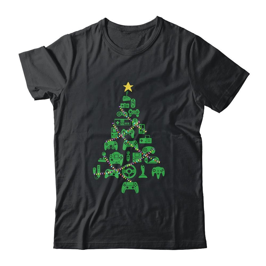 Video Game Controller Christmas Tree Gifts For Gamer-T-Shirt & Sweatshirt-Classic T-Shirt-Black