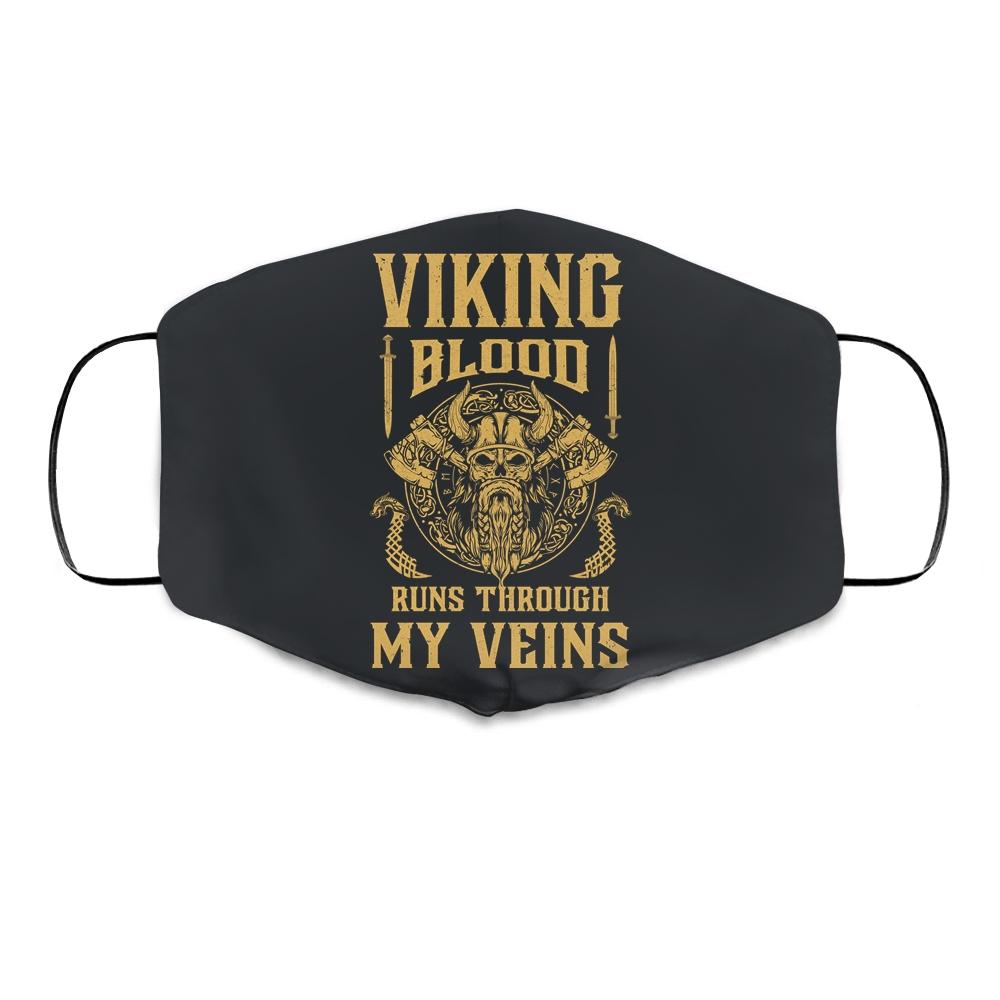 Viking Blood Runs Through My Veins Viking Ship Cloth Face Mask-Cloth Face Mask-Cloth Face Mask-Black