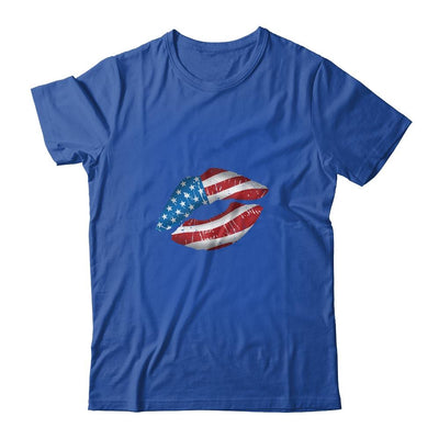 Vintage American Flag Lips 4th Of July Patriotic USA-T-Shirt & Tank Top-Classic T-Shirt-Royal