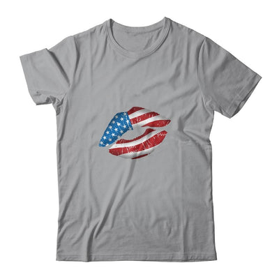 Vintage American Flag Lips 4th Of July Patriotic USA-T-Shirt & Tank Top-Classic T-Shirt-Sport Grey