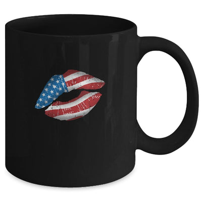 Vintage American Flag Lips 4th Of July Patriotic USA Mug-Coffee Mug-