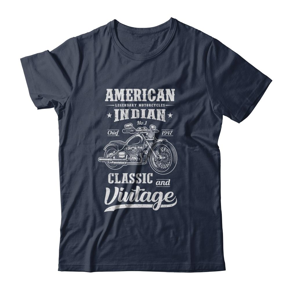 Vintage American Motorcycles Indian For Old Biker Gifts-T-Shirt & Hoodie-Classic T-Shirt-Navy