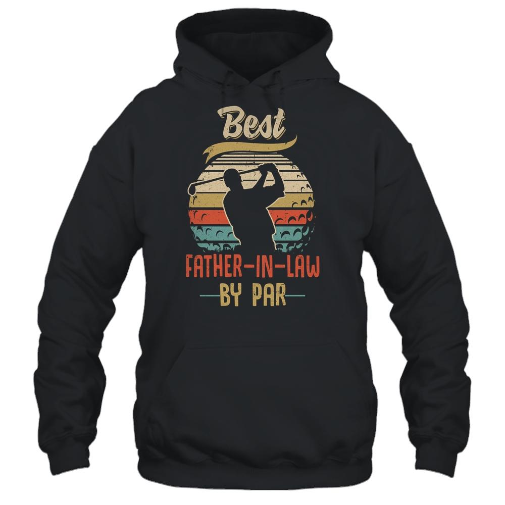 Vintage Best Father In Law By Par Fathers Day Funny Golf-T-Shirt & Hoodie-Pullover Hoodie-Black