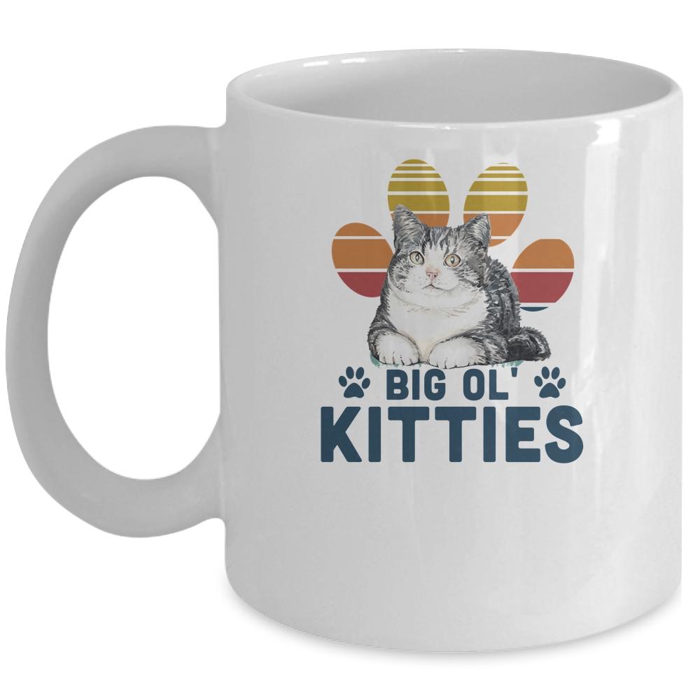 Vintage Big Ol' Kitties Funny Big Cat Lover Mug-Coffee Mug-Mug-White