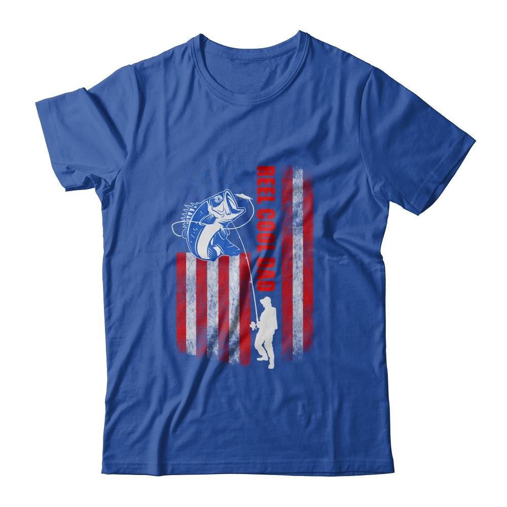Vintage Fishing Reel Cool Dad Gift USA Flag-T-Shirt & Hoodie-Classic T-Shirt-Royal