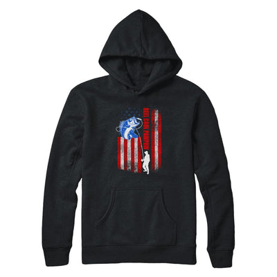 Vintage Fishing Reel Cool PawPaw Gift USA Flag-T-Shirt & Hoodie-Pullover Hoodie-Black