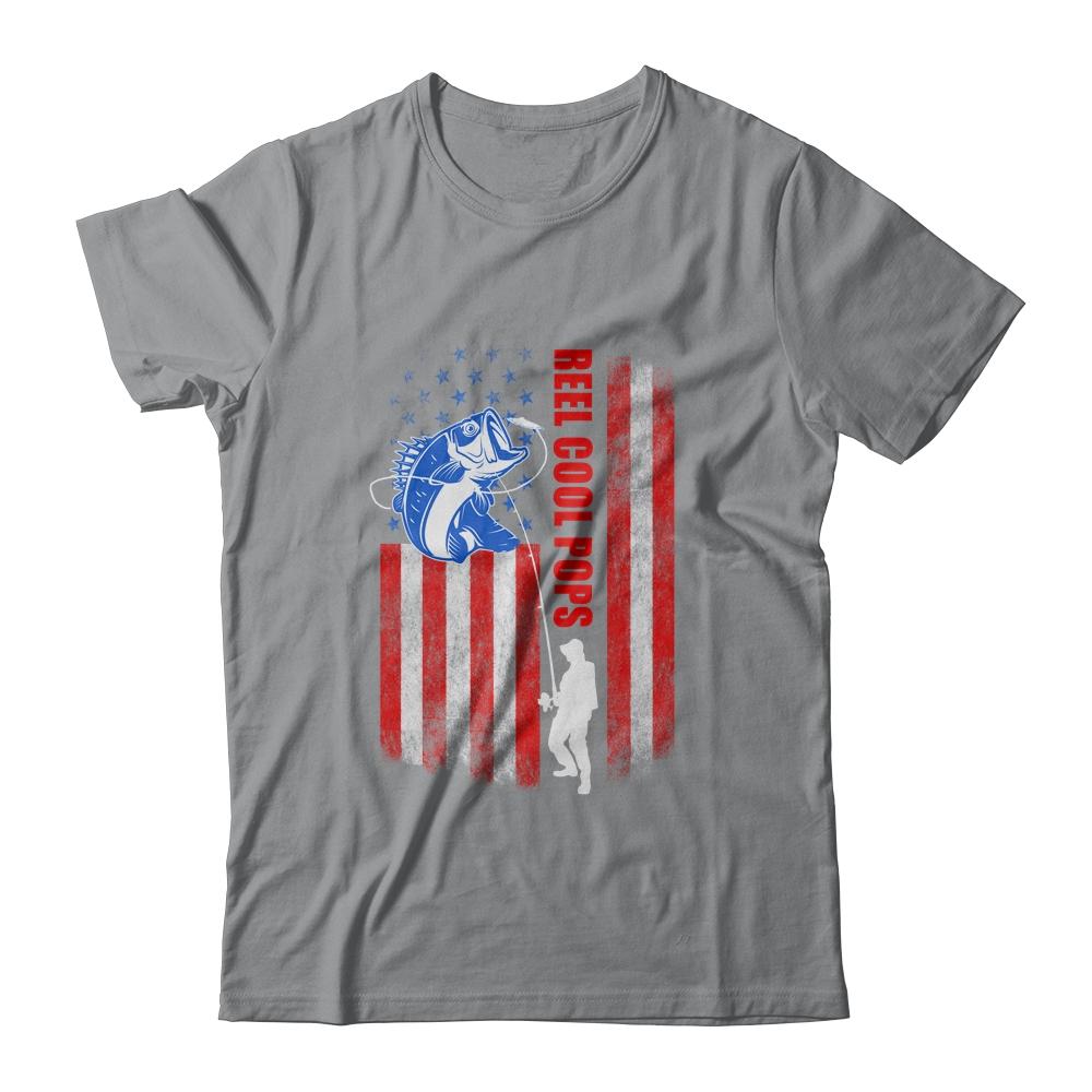 Vintage Fishing Reel Cool Pops Gift USA Flag-T-Shirt & Hoodie-Classic T-Shirt-Sport Grey