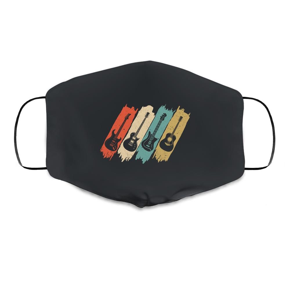 Vintage Guitar Gift For Women Men Music Band Guitarist Stuff Cloth Face Mask