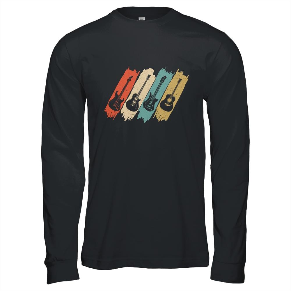 Vintage Guitar Gift For Women Men Music Band Guitarist Stuff-T-Shirt & Hoodie-Long Sleeve T-Shirt-Black