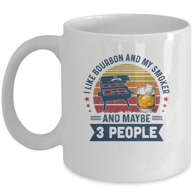 Vintage I Like Bourbon And My Smoker And Maybe 3 People BBQ Mug-Coffee Mug-Mug-White
