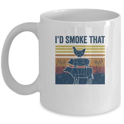Vintage I'd Smoke That Retro BBQ Barbecue Smoker Chef Gift Mug-Coffee Mug-Mug-White