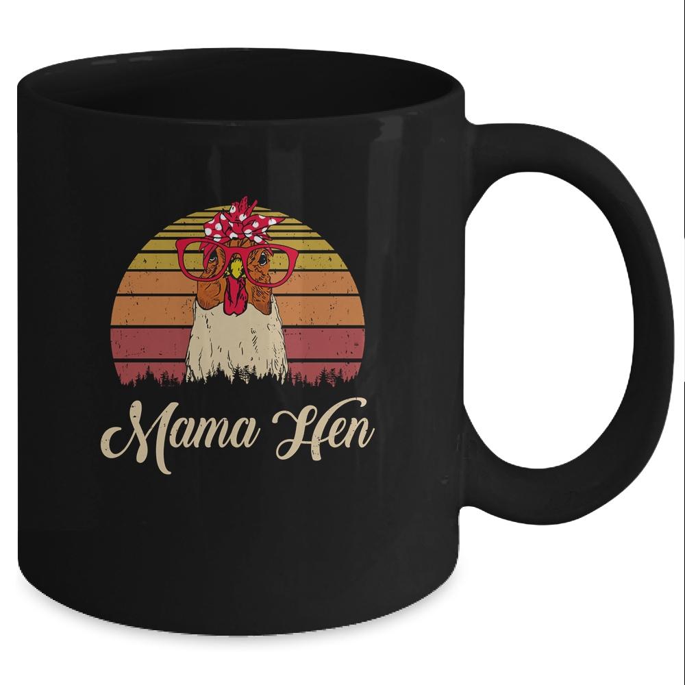 Vintage Mama Hen Chicken Gift For Mom Farm Women Mug-Coffee Mug-Mug-Black