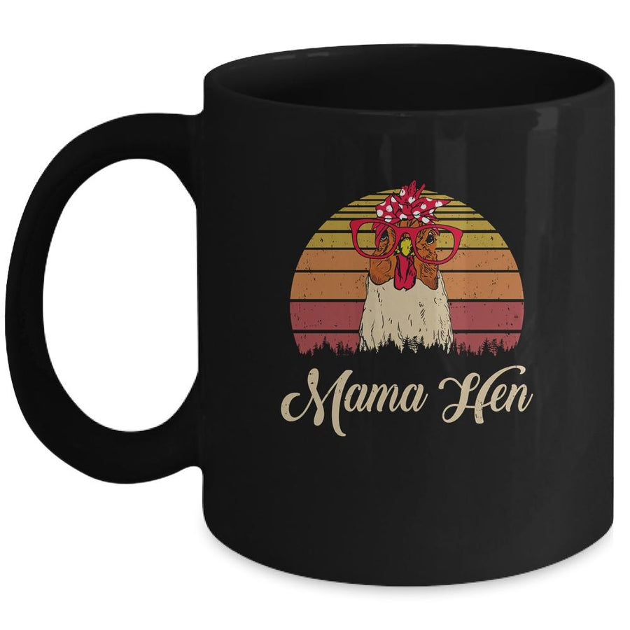 Vintage Mama Hen Chicken Gift For Mom Farm Women Mug-Coffee Mug-Mug-Black