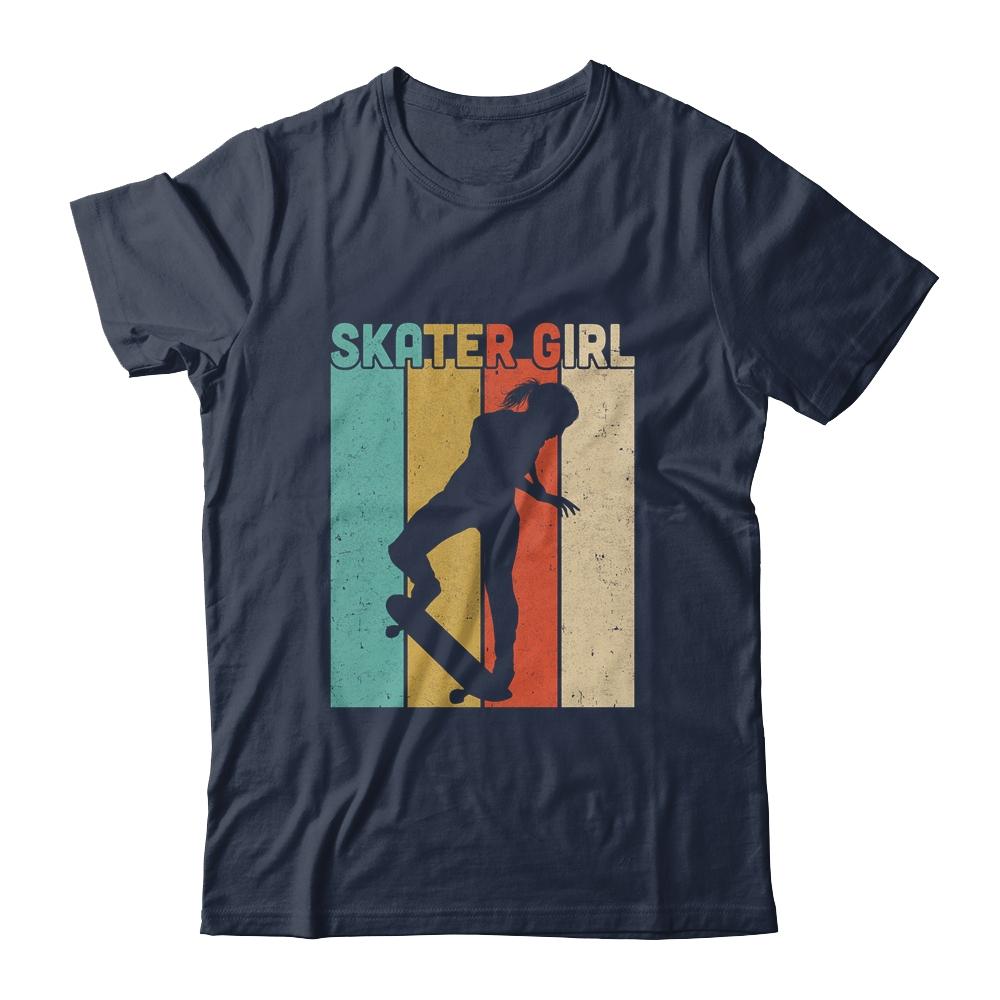 Vintage Skateboard Girls Retro Tee Gift Skateboarding-T-Shirt & Tank Top-Classic T-Shirt-Navy