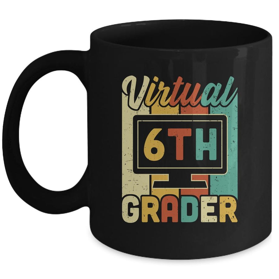 Virtual 6th Grader Vintage Distance Learning Back To School Mug-Coffee Mug-Mug-Black
