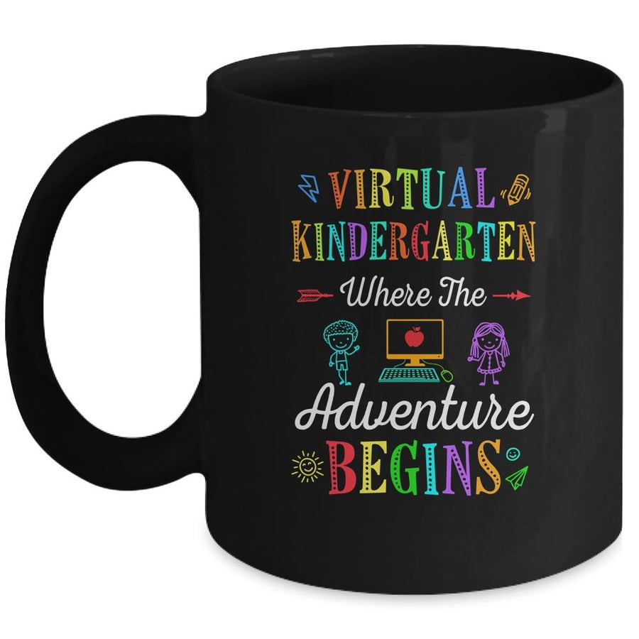 Virtual Kindergarten Where The Adventure Begins Teacher Mug-Coffee Mug-Mug-Black