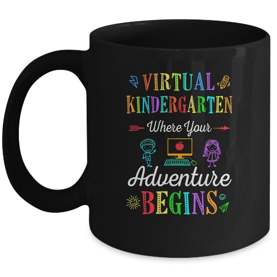 Virtual Kindergarten Where Your Adventure Begins Teacher Mug-Coffee Mug-Mug-Black