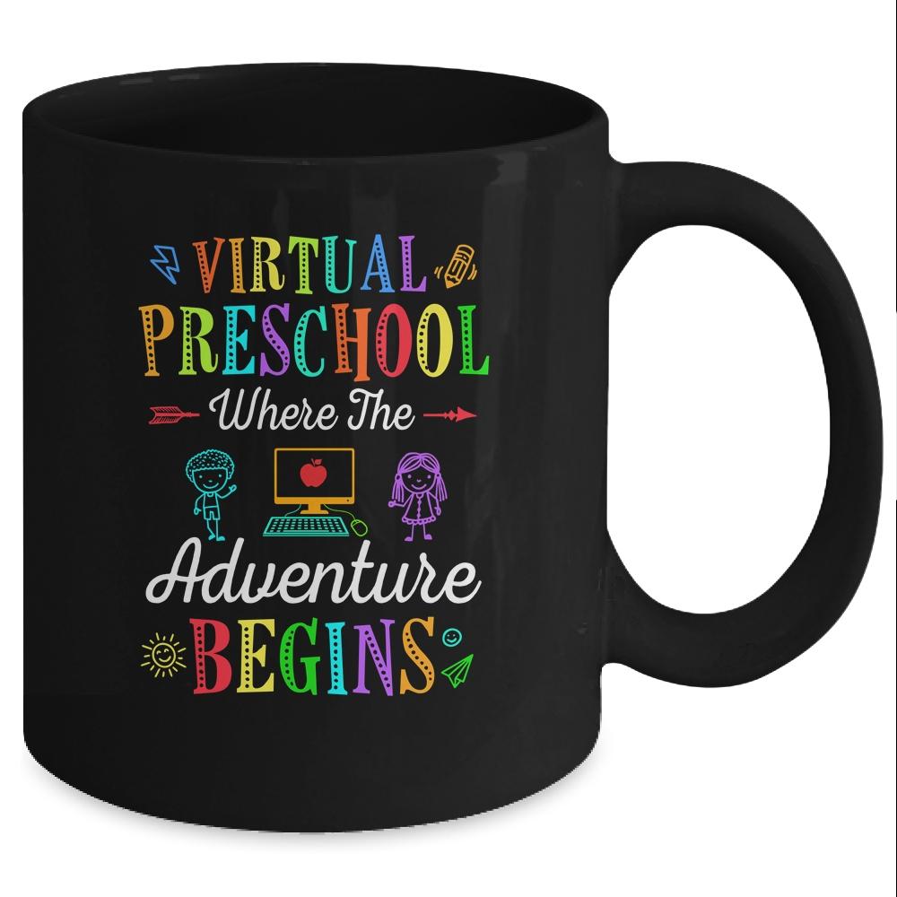 Virtual Preschool Where The Adventure Begins Teacher Mug-Coffee Mug-Mug-Black