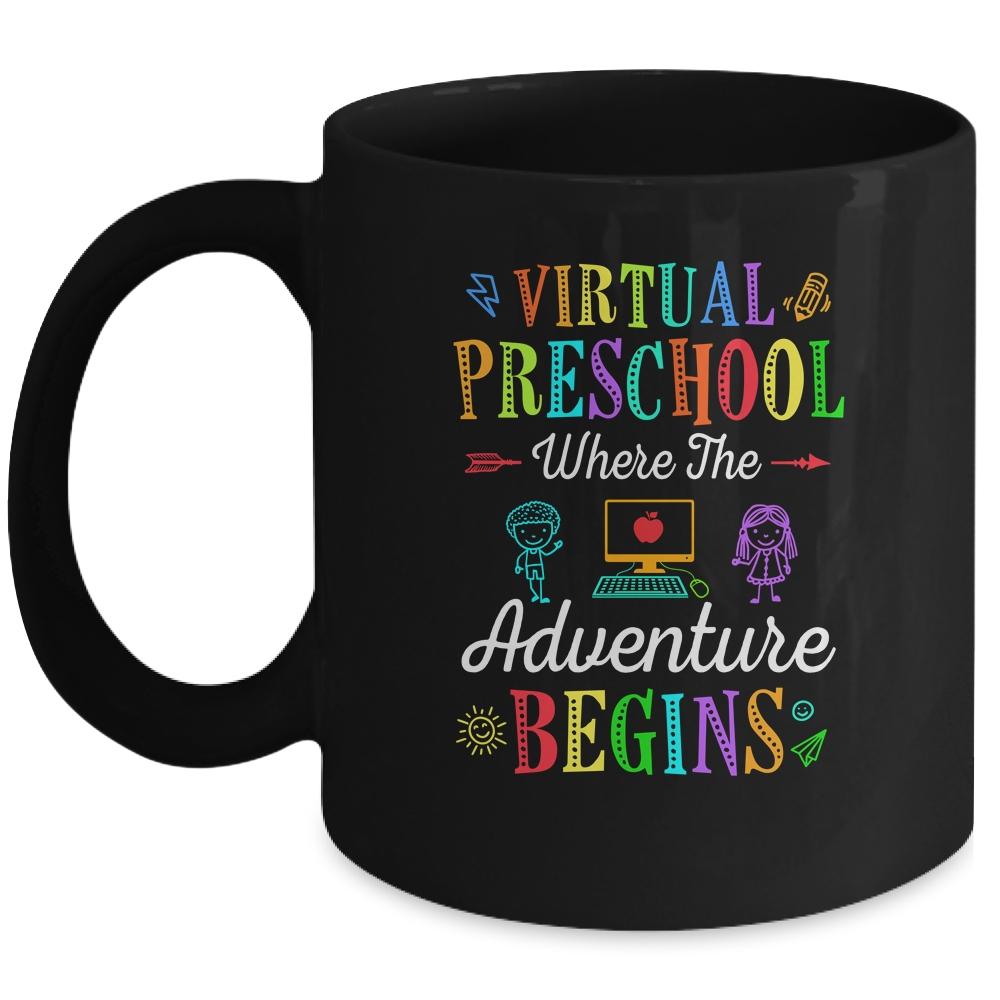 Virtual Preschool Where The Adventure Begins Teacher Mug-Coffee Mug-Mug-Black
