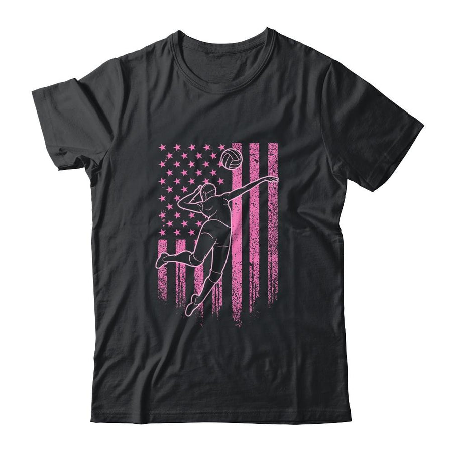 Volleyball Girl USA Flag Volleyball Player-T-Shirt & Tank Top-Classic T-Shirt-Black