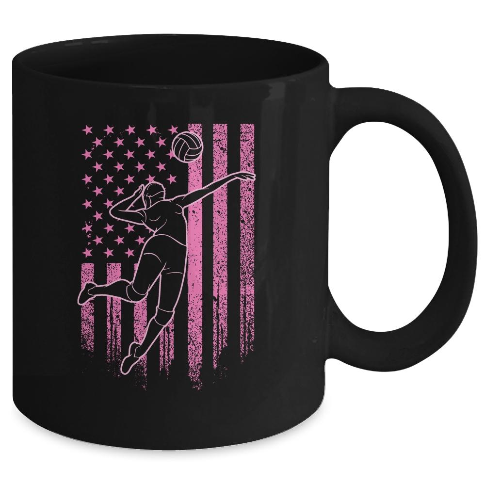 Volleyball Girl USA Flag Volleyball Player Mug-Coffee Mug-