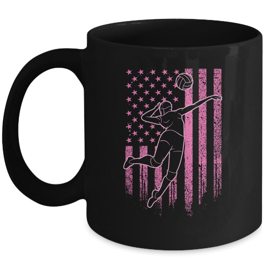 Volleyball Girl USA Flag Volleyball Player Mug-Coffee Mug-Mug-Black