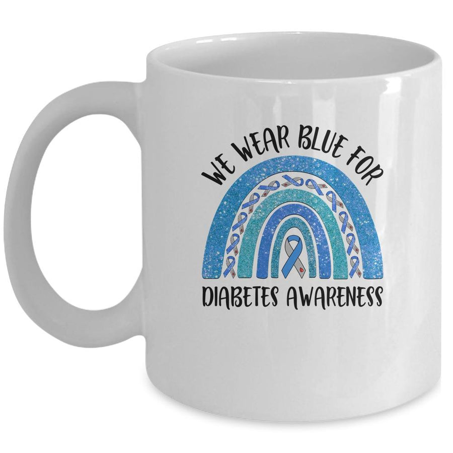 We Wear Blue For Diabetic Awareness Warriors Mug-Coffee Mug-Mug-White
