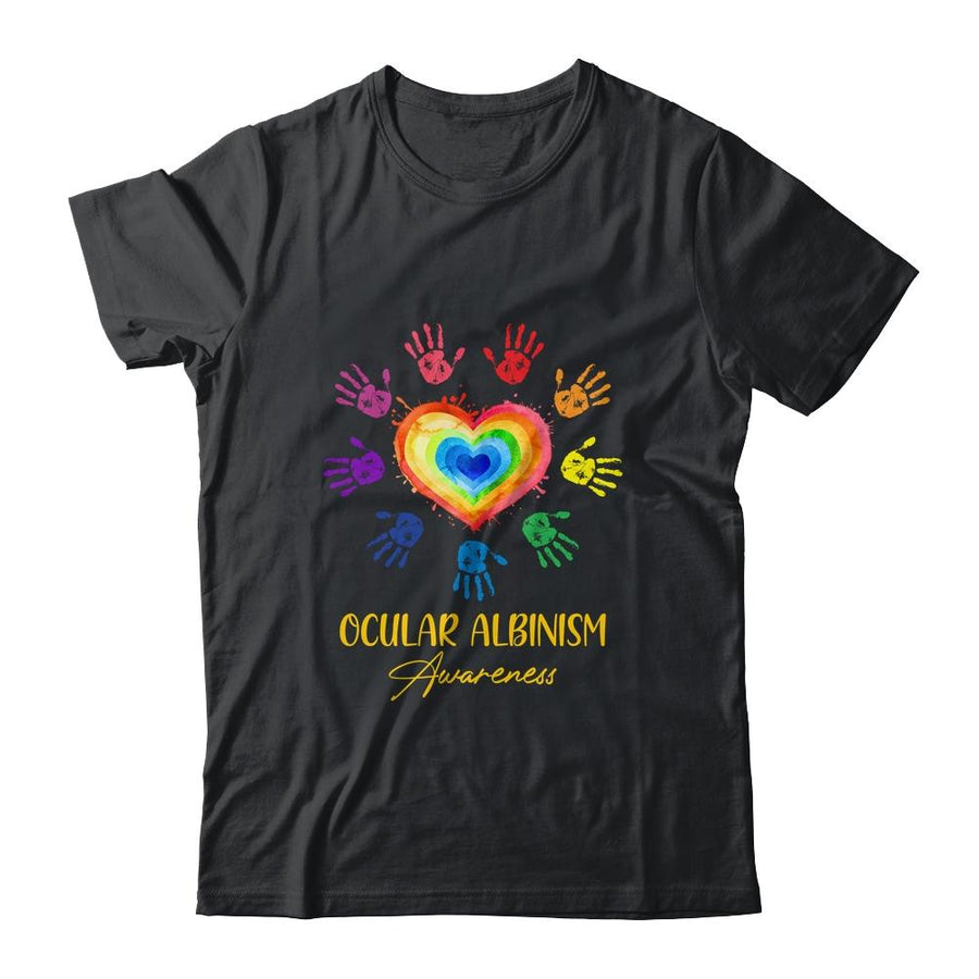We Wear Rainbow Heart For Ocular Albinism Awareness-T-Shirt & Hoodie-Classic T-Shirt-Black