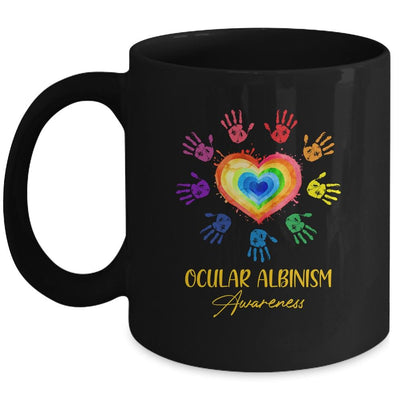 We Wear Rainbow Heart For Ocular Albinism Awareness Mug-Coffee Mug-Mug-Black