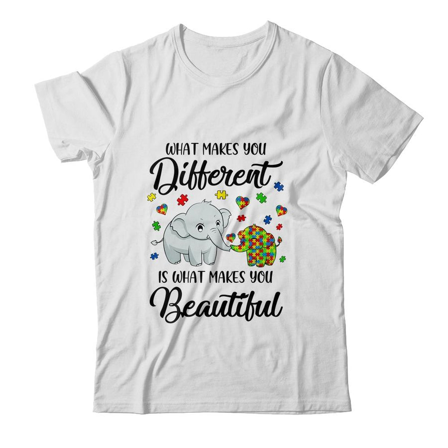 What Makes You Different Elephant Mom Autism Child Awareness-T-Shirt & Hoodie-Classic T-Shirt-White
