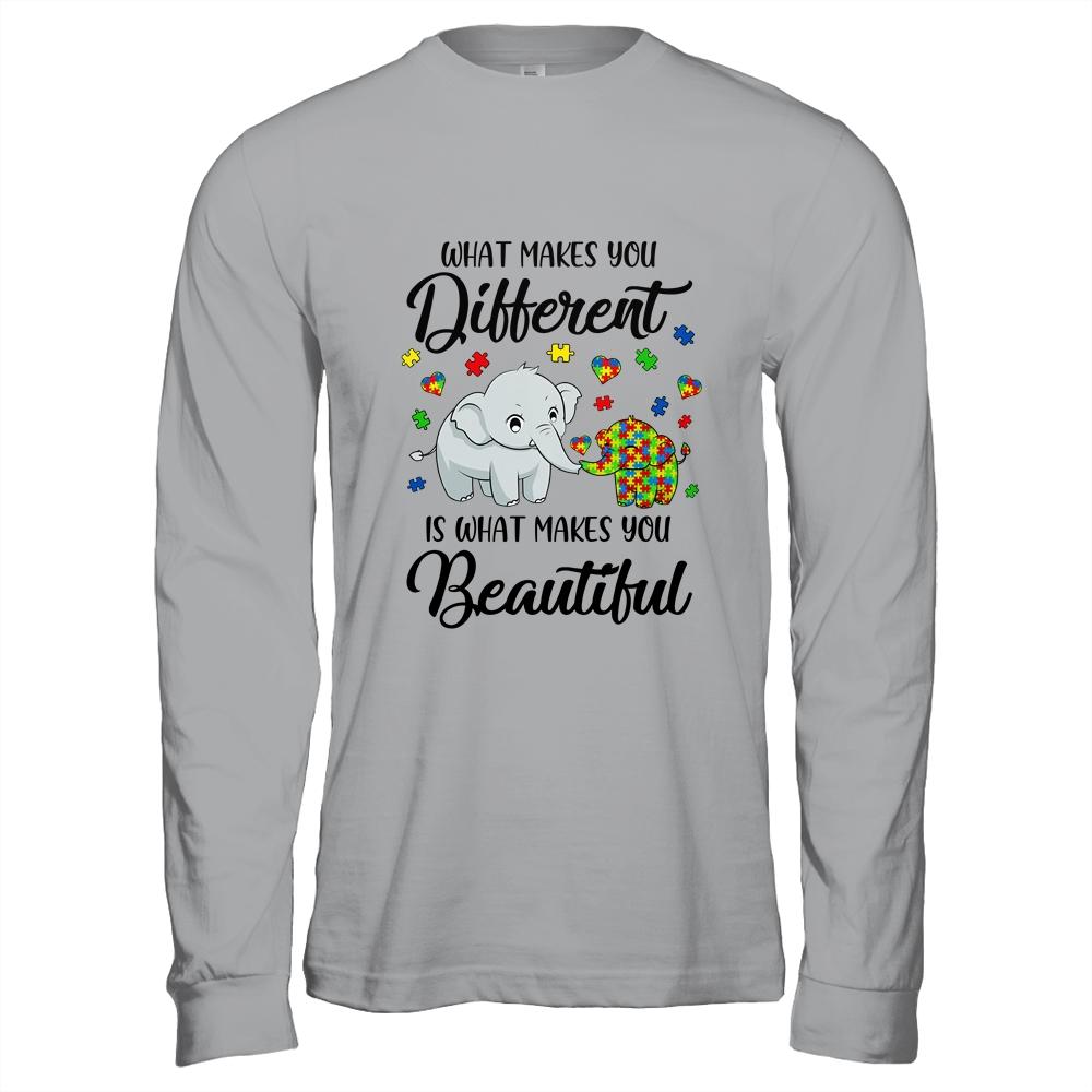 What Makes You Different Elephant Mom Autism Child Awareness-T-Shirt & Hoodie-Long Sleeve T-Shirt-Sport Grey