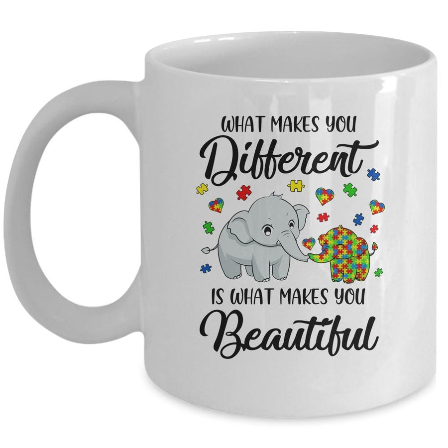 What Makes You Different Elephant Mom Autism Child Awareness Mug-Coffee Mug-Mug-White