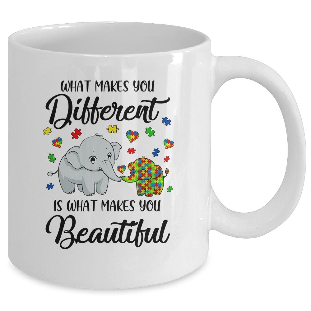 What Makes You Different Elephant Mom Autism Child Awareness Mug-Coffee Mug-