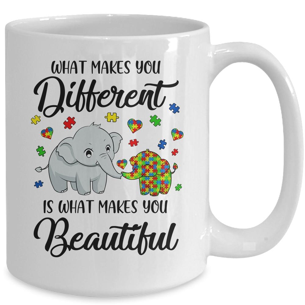 What Makes You Different Elephant Mom Autism Child Awareness Mug-Coffee Mug-
