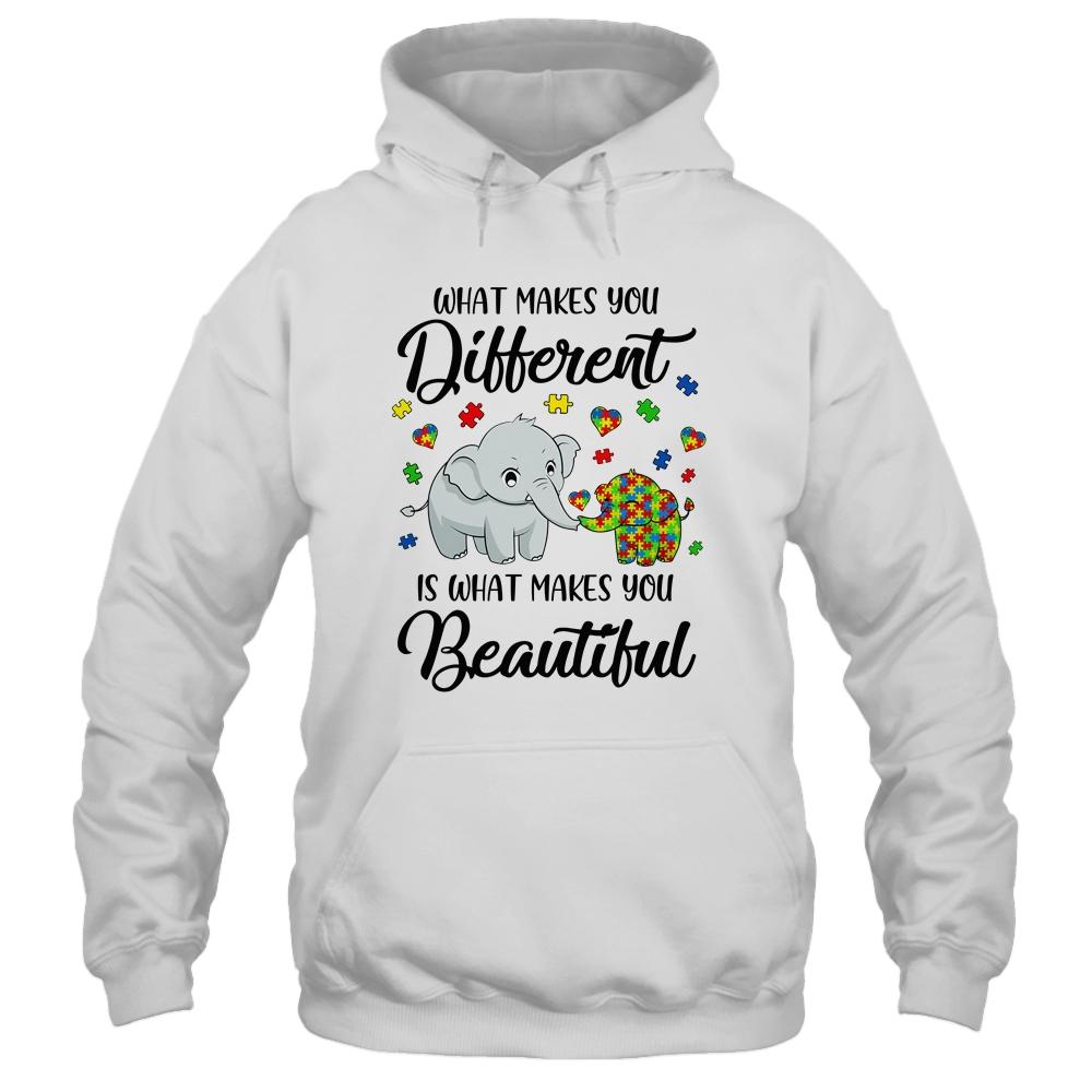 What Makes You Different Elephant Mom Autism Child Awareness-T-Shirt & Hoodie-Pullover Hoodie-White